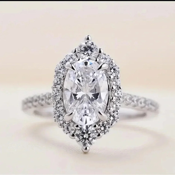 Silver tone (white gold tone) - Faux Engagement Ring  - Size 6 - Picture 2 of 2